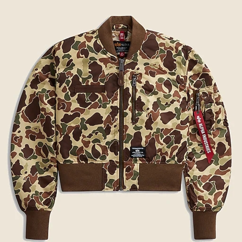 NWT Alpha Industries Brown Camo Bomber Jacket